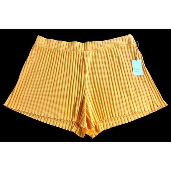 A New Day Stretch Elastic Waist Orange Pleated Ruffle Midi Shorts Size 3X NWT - Picture 2 of 9
